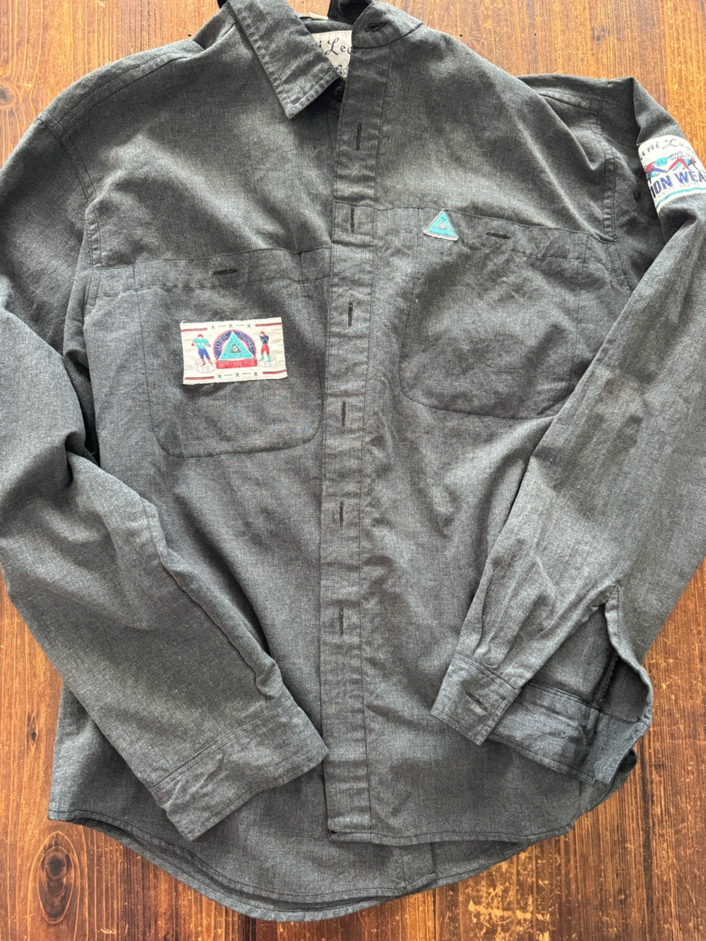 Giani Leone Gray Workwear Jacket with Embroidered Patch